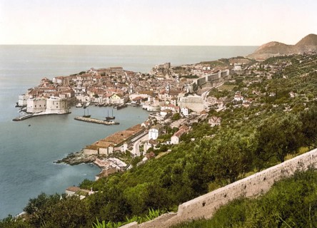Ragusa, now Dubrovnik, from the East, Dalmatia, Croatia, Austro-Hungary, digitally restored