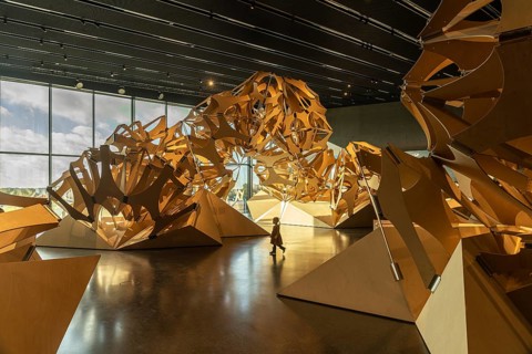Exhibition in the interior of the Museum for Future Issues Futurium in Berlin, Germany, Europe