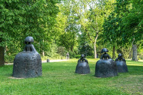 The sculpture group Las Meninas in the Hofgarten State Capital Düsseldorf, North Rhine-Westphalia,