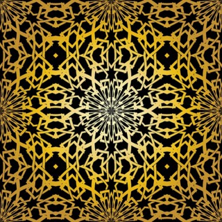 Geometric gold lace seamless pattern. Arabic tile lattice vector background.