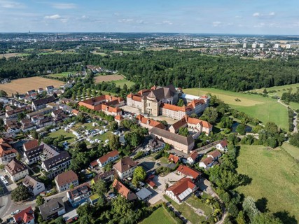 Aerial view of the Wiblingen monastery complex, former Benedictine abbey then castle and barracks,