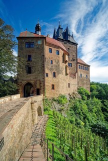 Kriebstein Castle, hilltop castle or Spornburg from the late Middle Ages on the River Zschopau,