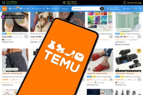 Temu Logo Online Marketplace Online Trade Ecommerce on Smartphone and Computer in Stuttgart,