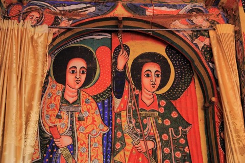 Ahamra region, Azoa Maryam round church on the Zeghie peninsula in Lake Tana, Lake Tsana or Lake