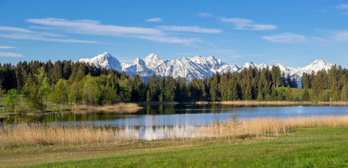 Hegratsrieder See near Füssen, Allgäu Alps, snow, Allgäu, Bavaria, Germany, Europe