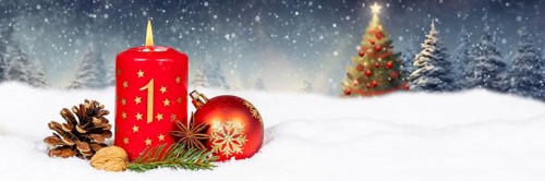 First 1st Advent with candle Christmas Christmas card for Christmas time Banner with text free