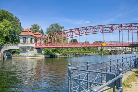 Sechserbrücke, Tegel harbour, Tegel, Reinickendorf, Berlin, Germany, Europe