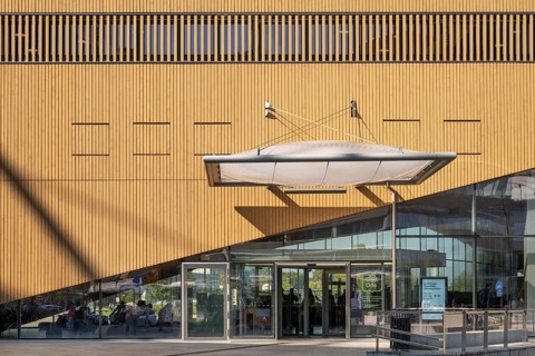Entrance area, Oodi Central Library and Cultural Centre, design by ALA Architects, Helsinki,