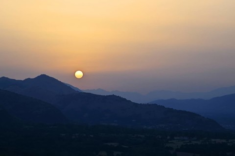 Sunset view of mountains, Sepino, Molise, Italy, Europe