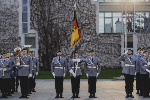 Soldiers from the Bundeswehr Guard Battalion, photographed during a reception with military honours