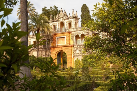 Gardens of the Alcazar palaces, Seville, Spain, Europe