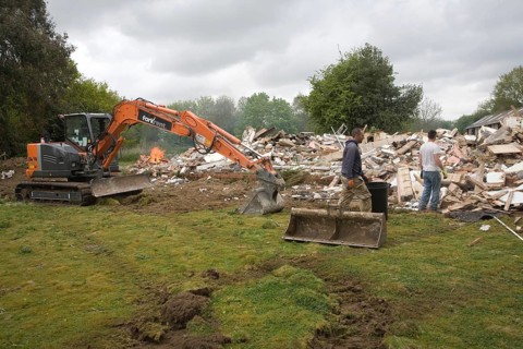 House being demolished, Shottisham, Suffolk, England, United Kingdom, Europe
