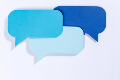 Blue speech bubbles with text free space Copyspace as communication Information concept talk