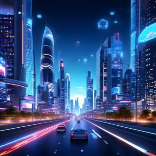 AI generated virtual reality tour highlighting a state of the art futuristic cityscape with