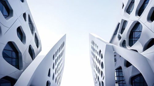 KI generated architectural structure melding computer aided design illustrations with genuine