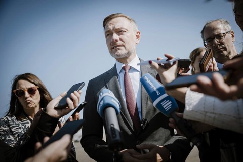 Christian Lindner (FDP), Federal Minister of Finance, photographed during a press statement in