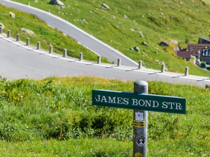 James Bond Goldfinger curve viewpoint on the Furka Pass. Scenes for the James Bond film Goldfinger