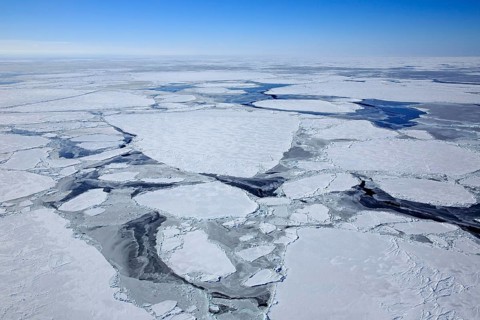 Pack ice, aerial view, in winter, Magdalen Islands, St. Lawrence Gulf, Quebec, Canada, North