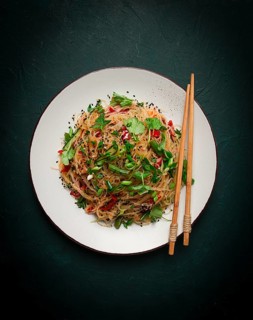 Funchosa, Korean salad, with vegetables, homemade, no people
