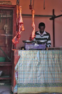 Market in Aksum, Axum, butcher, butchers, Ethiopia, Africa