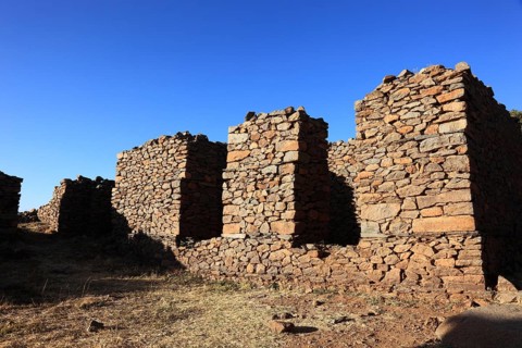Ruins of the palace of the Queen of Sheba near Axum, Aksum, Dongur Palace, Ethiopia, Africa
