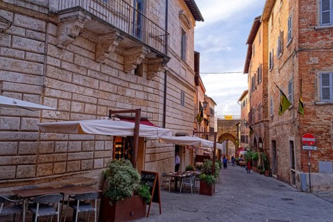 The historic centre of Montepulciano, UNESCO World Heritage Site. Montepulciano, Tuscany, Italy,