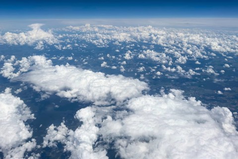 View from 13000 feet about 4000 metres above sea level Aerial view of on clouds in front