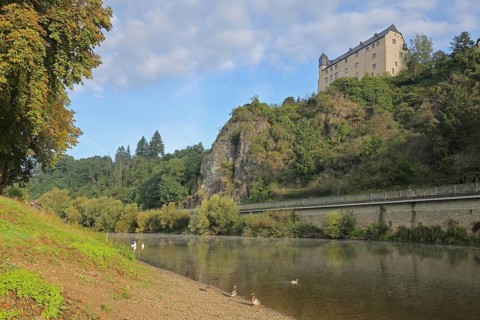 Schadeck Castle built in 1288 in Lahntal, Ufer, Runkel, Westerwald, Taunus, Hesse, Germany, Europe