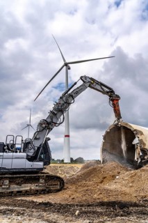Demolished tower of a 20 year old wind turbine, in the Werl wind farm, 5 old Enercon E-66 turbines