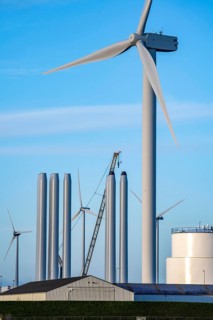 Buss-Terminal Eemshaven, logistics hub for the offshore wind farm industry, from here new wind