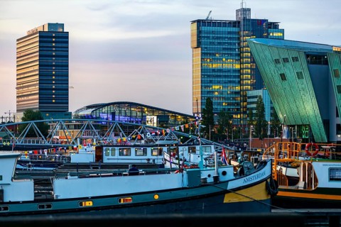 Amsterdam, Netherlands, Bridges, Building on the Dijksgracht, Nemo Science Museum