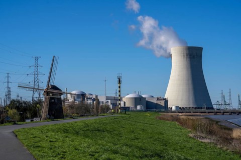 The Doel nuclear power plant on the Scheldt, one of two nuclear power plants in Belgium, consists