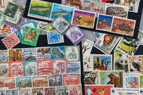 Stamp collection, collect, postage stamps, postage stamps from different countries