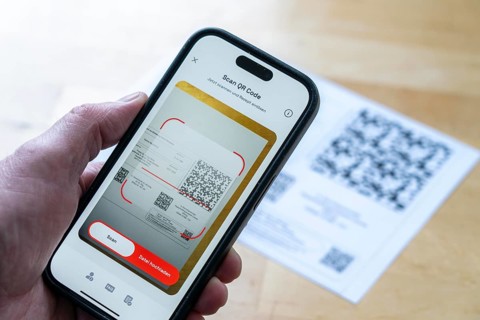 Symbolic image of an e-prescription, prescription issued by a doctor, with QR code, is scanned