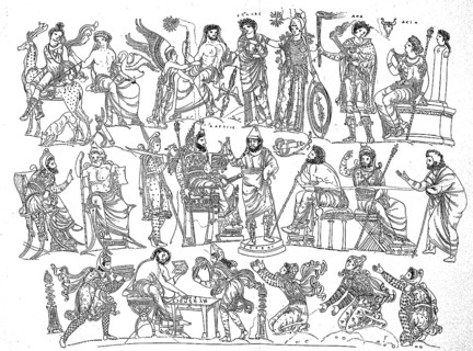 The War Council of Darius, Painting on the Darius Vase from the 3rd century BC, Illustration from