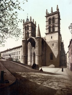 Montpellier. Cathedrale et Faculte de Medecine, France, c. 1890, Historic, digitally restored