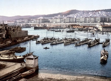 View of the harbour from the Admiralty, Algiers, Algeria, ca 1890, Historic, digitally restored