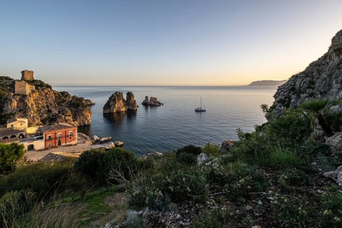 Tonnara di Scopello, historic tuna fishing site in the picturesque rocky bay of Scopello, Sicily,