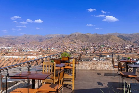 Peru. scenic panoramic view of Cusco panoramic skyline from San Cristobal Viewpoint