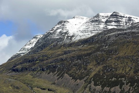 The mountain Slioch covered in snow in spring, Wester Ross, Highlands, Scotland, UK