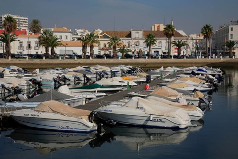 Boat harbour of Faro, Algarve, Portugal, Europe