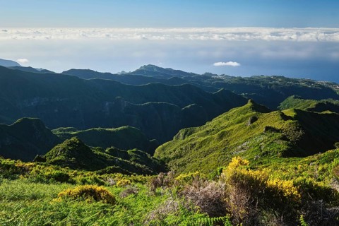 View from hike trail path to Pico Ruivo, Madeira
