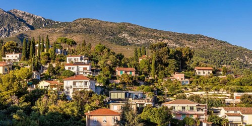 Typical houses and villas in Menton, Côte d'Azur, France, Europe