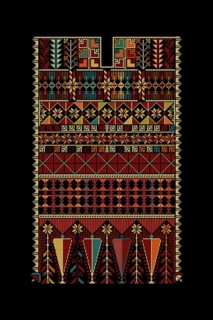 Embroidery vector Tatreez template, Palestinian fashion neck ornament