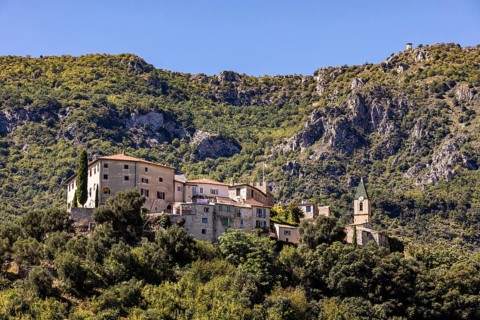 Mountain village of Gorbio near Menton, Côte d'Azur, Provence-Alpes-Côte d'Azur, France, Europe
