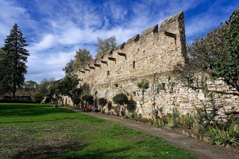 Castle wall of Creuzburg Castle. Creuzburg district, Thuringia, Germany, Europe