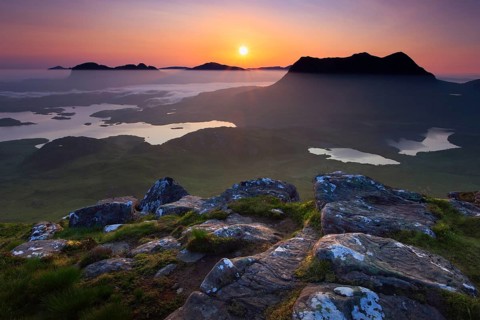 View of Suilven and Cul Mor, Sutherland, Scotland, Great Britain