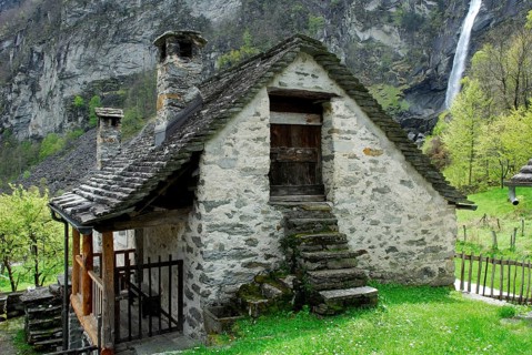 Stone House, Ticino, Foroglio, Val Bavona, Ticino, Switzerland, Europe
