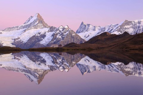 Bachalpsee, Schreckhorn, 4078 m, Finsteraarhorn, 4274 m, Bernese Oberland, Switzerland, Europe