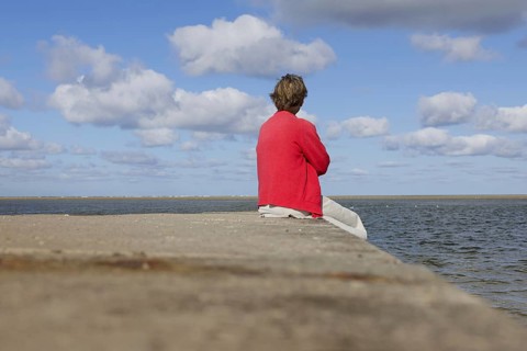 Elderly tourist on the island of Borkum, 22.07.2024